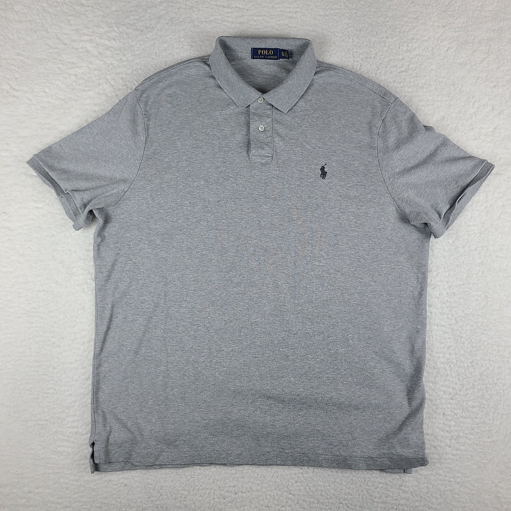 Polo Ralph Lauren Polo Shirt Mens XL Gray Solid Cotton Performance Short‎ Sleeve